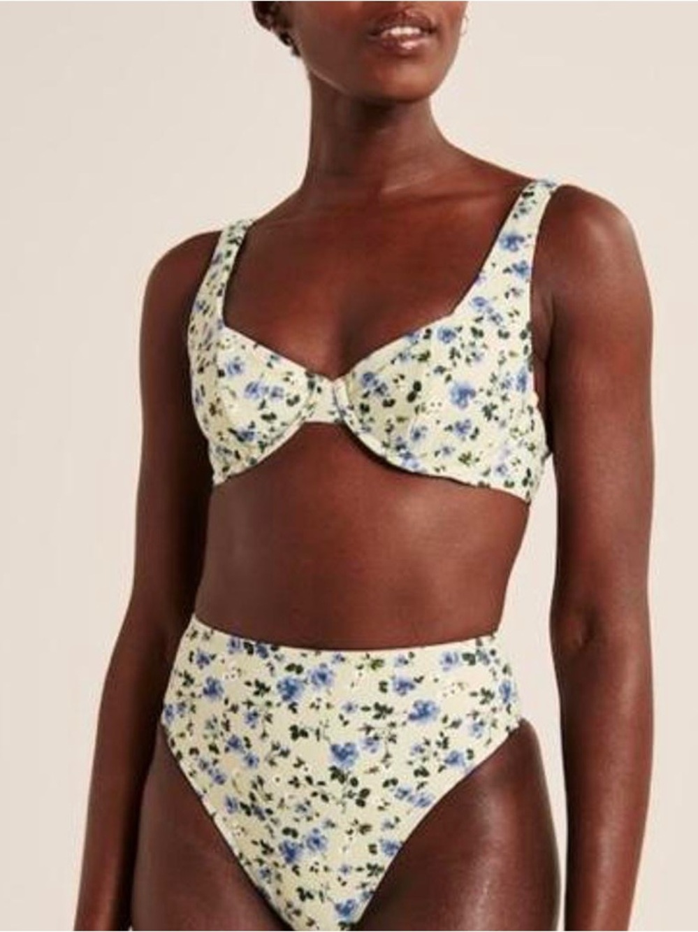 Abercrombie Bikini Set Curve Love Wide Strap Underwire Top high rise leg floral
